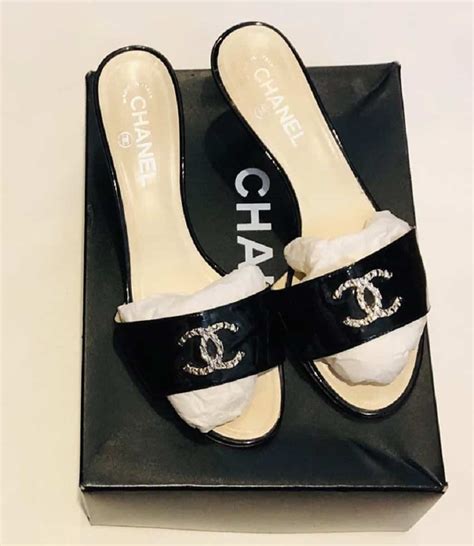 chanel slip on mules|chanel sandals cc logo.